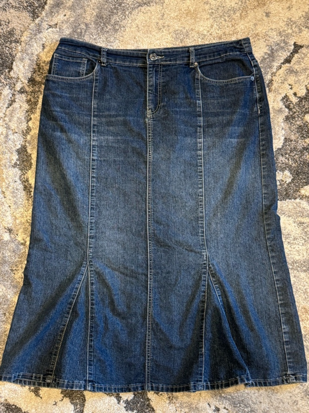 Christopher & Banks Classic Dark Blue Denim Panel Skirt